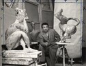 Pericle Fazzini nello studio con Sibilla, Cavallo e Busto d'uomo, 1947, Archivio Storico Pericle Fazzini (ANSA)