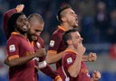 L'esultanza dei giallorossi a fine gara