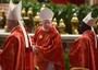 Il cardinale italiano, Angelo Scola  durante la Santa Messa Pro Eligendo Romano Pontifice nella Basilica di San Pietro