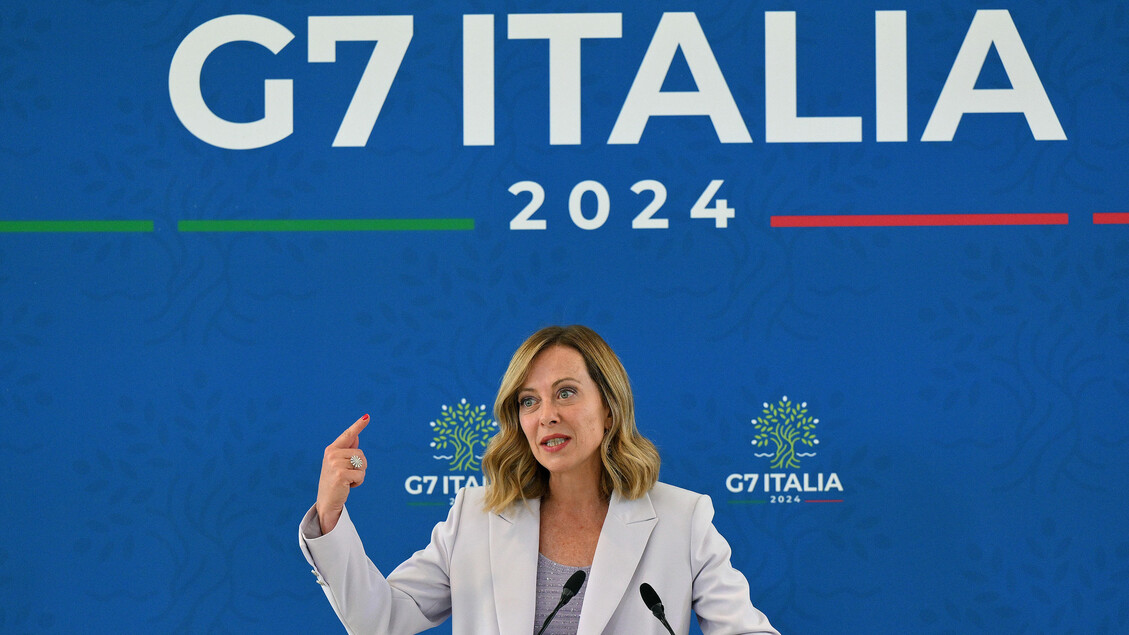 La premier italiana, Giorgia Meloni, en conferencia de prensa