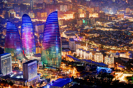 Vista aérea de Baku, capital do Azerbaijão