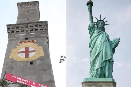 La Linterna de Génova y la Estatua de la Libertad, extremos del viaje de los migrantes italianos.