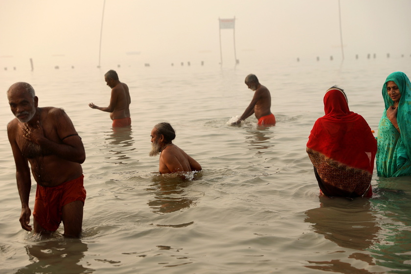 Annual Gangasagar Mela religious festival on Sagar Island, India