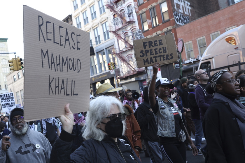 Protest calling for release of Columbia graduate activist Mahmoud Khalil