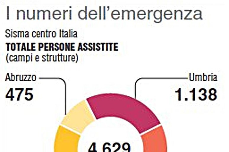 Sisma, i numeri delle persone assistite - RIPRODUZIONE RISERVATA