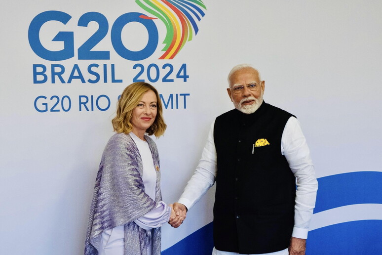 Meloni e Modi durante encontro no Rio de Janeiro © ANSA/EPA