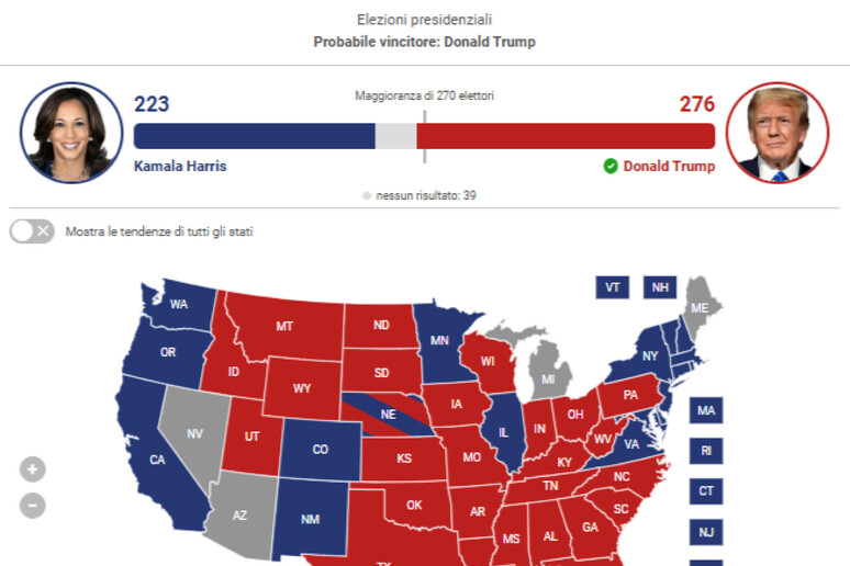 La mappa Usa si tinge di rosso, tutti i numeri - RIPRODUZIONE RISERVATA