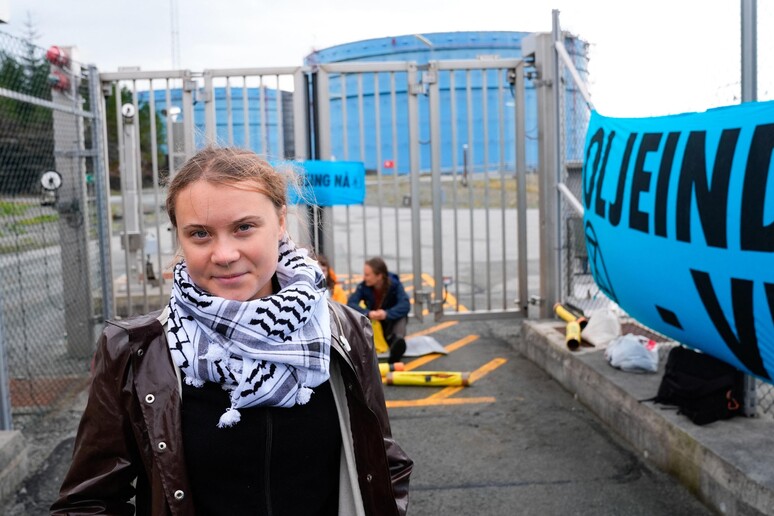 Greta Thunberg protesta na Noruega no final de agosto © ANSA/AFP