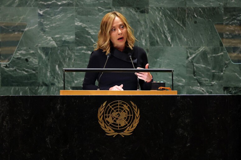 Premiê Giorgia Meloni discursa na Assembleia-Geral da ONU © ANSA/AFP