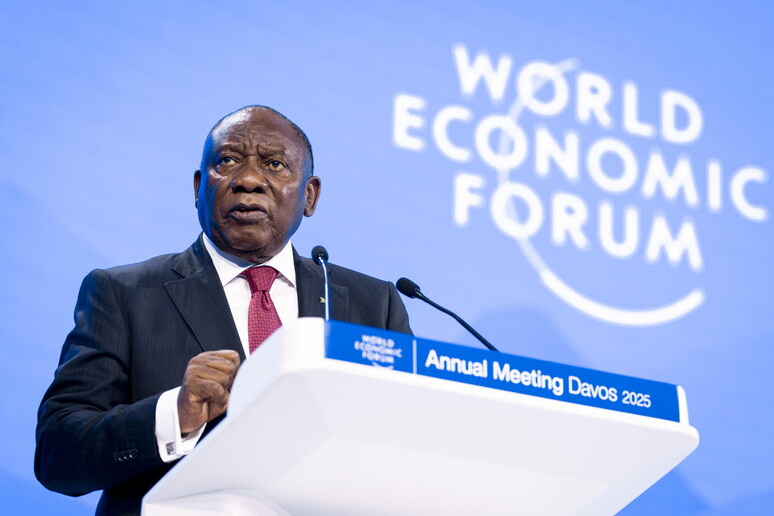 Cyril Ramaphosa, presidente da África do Sul, no Fórum de Davos © ANSA/EPA