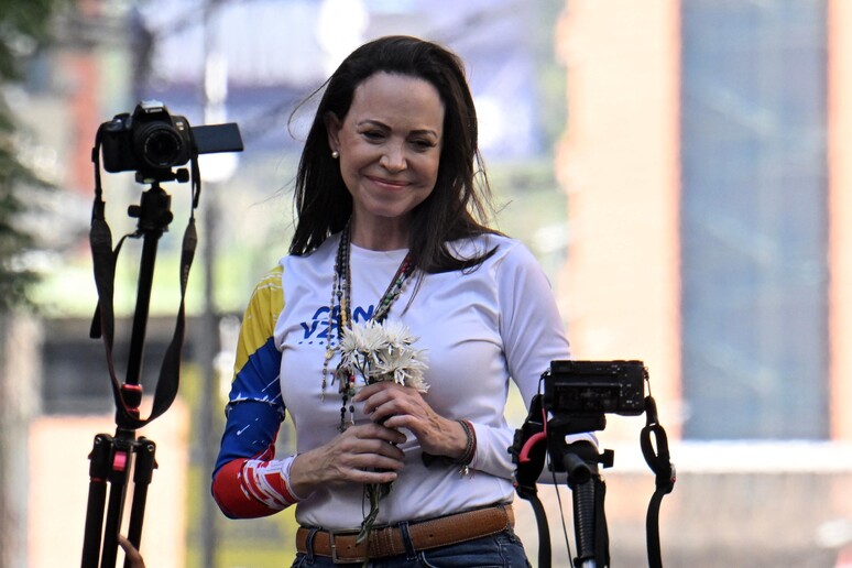 La líder opositora venezolana Corina Machado © ANSA/AFP