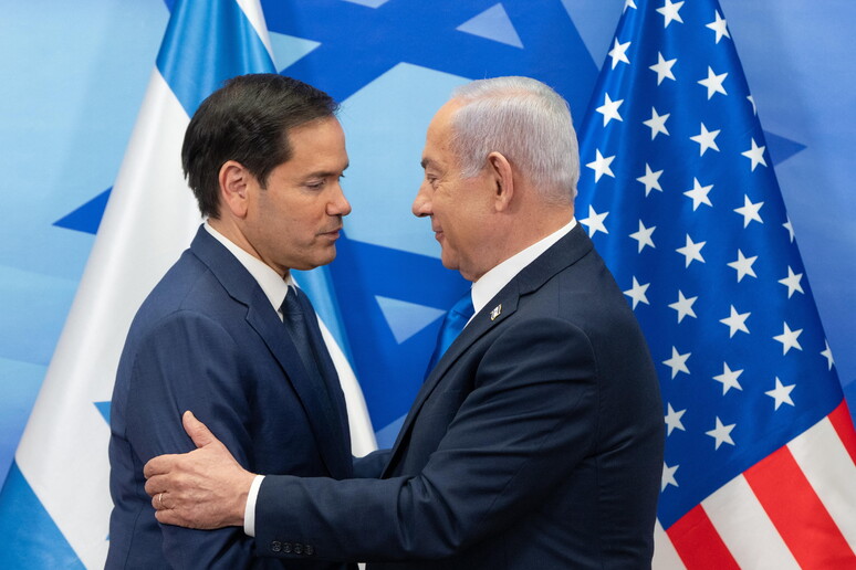 Rubio e Netanyahu se encontraram neste domingo em Jerusalém © ANSA/EPA