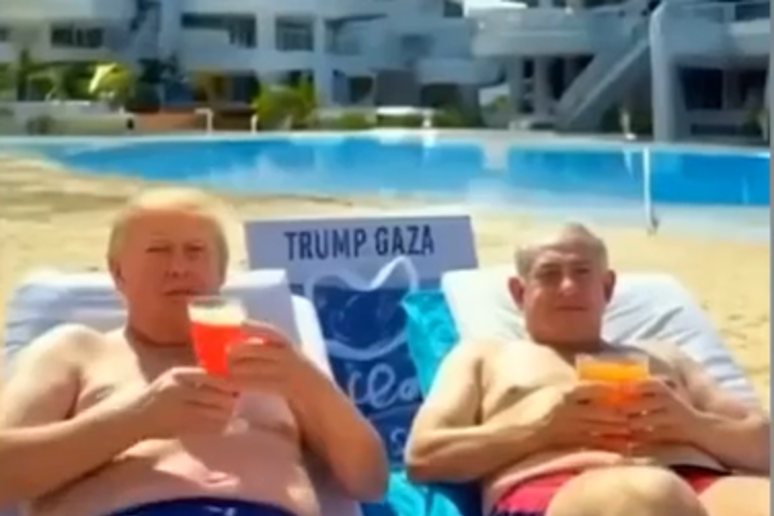 Vídeo traz imagem de Trump e Netanyahu tomando sol em Gaza - TODOS OS DIREITOS RESERVADOS