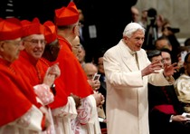 Benedict XVI at a ceremony in St Peter's to install 19 new cardinals