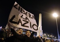 Lazio fans protest against Chairman Claudio Lotito